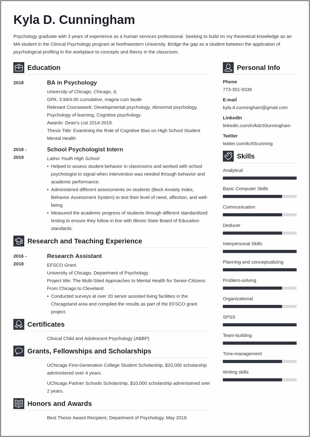 College Resumes For Grad School Application Example