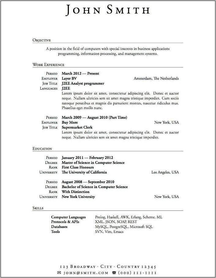 College Student Resume No Experience Samples