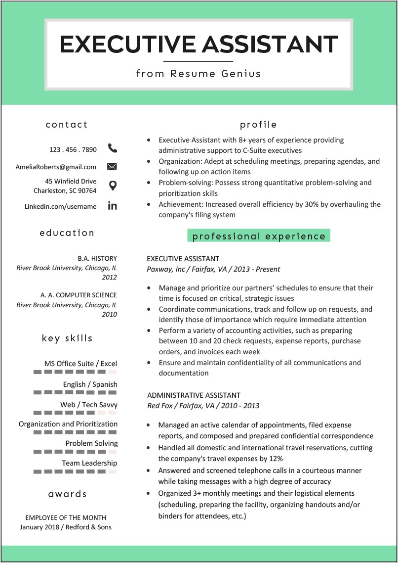 College Student Resume Objective Examples Administrative Assistant