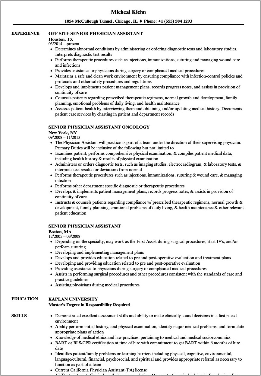 College Student Resume Sample For Pa School