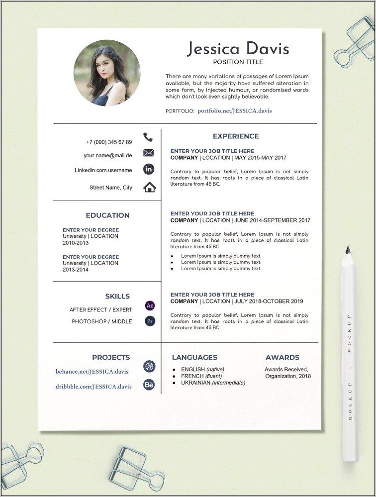 Color Resume Templates Free Download Orange And Blue