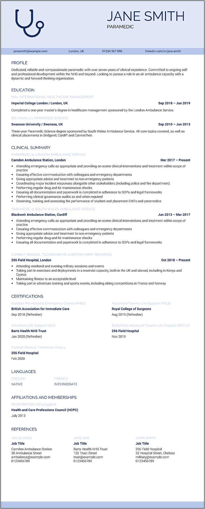 Combat Medic Job Description For Resume