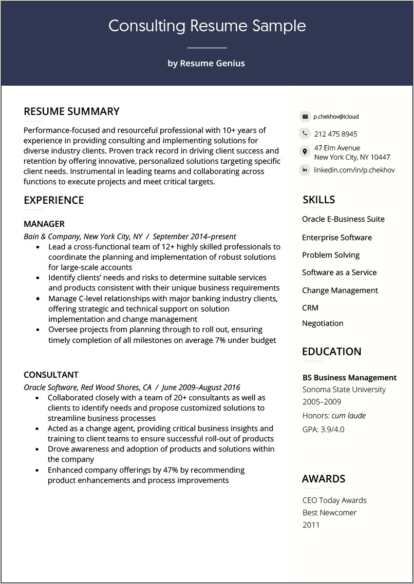 Combine Agency Consulting Roles Resume Samples