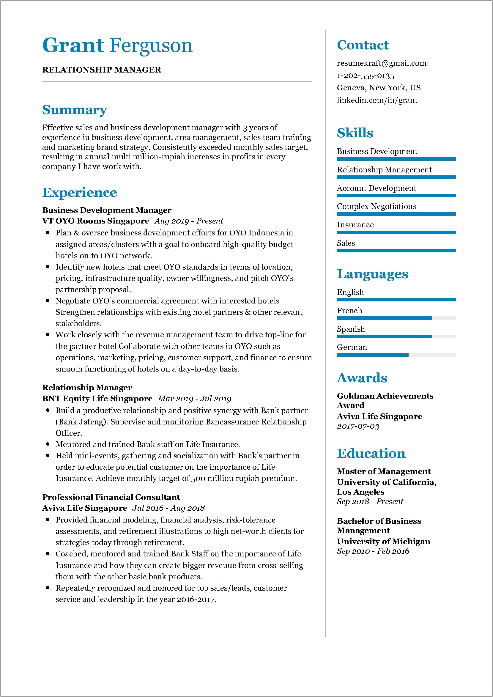 Commercial Insurance Account Manager Resume Sample