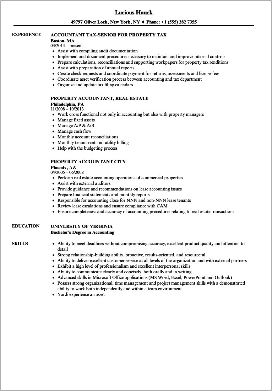 Commercial Property Management Job Description For Resume