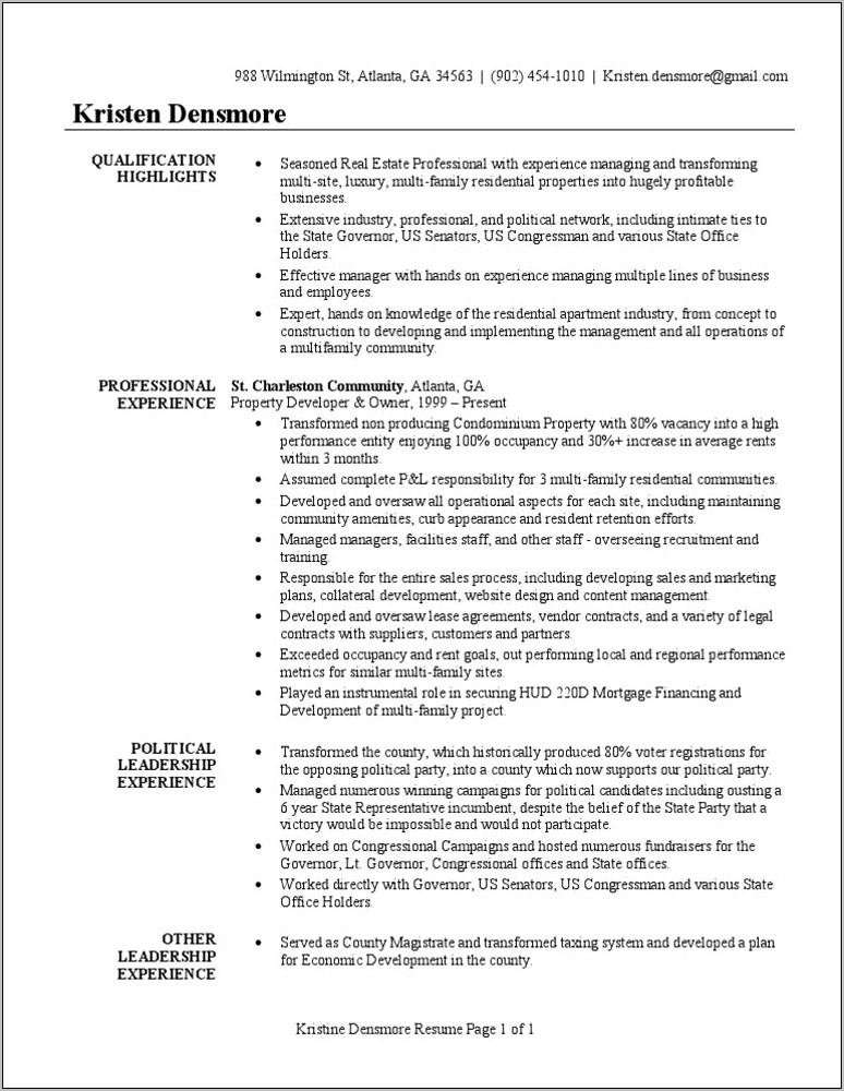 Commercial Real Estate Broker Resume Example