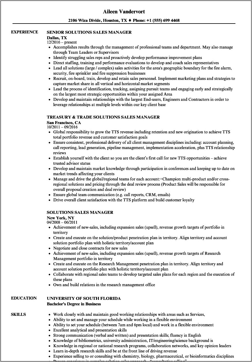 Commercial Sales Manager Objective Resume