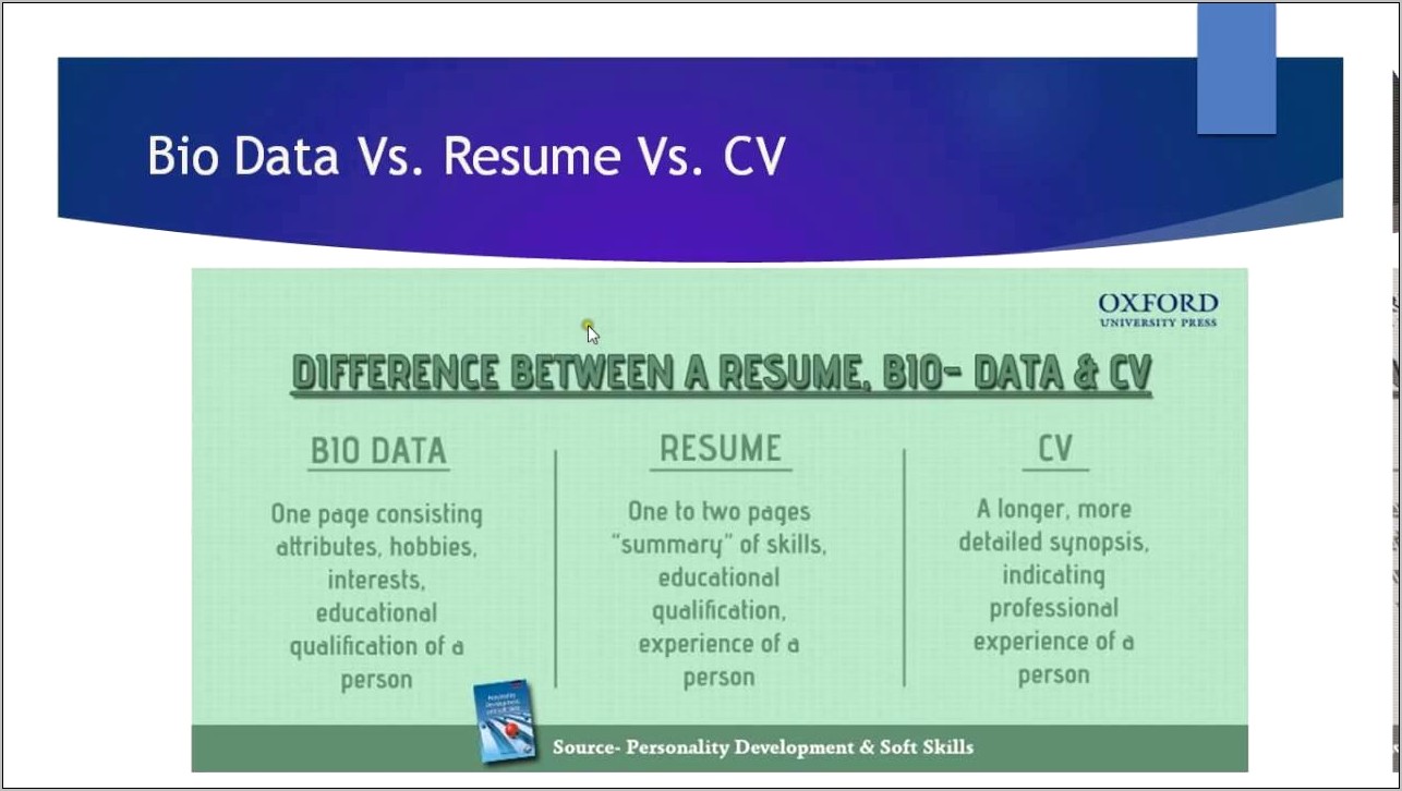 Compara Cv And Resume With Examples