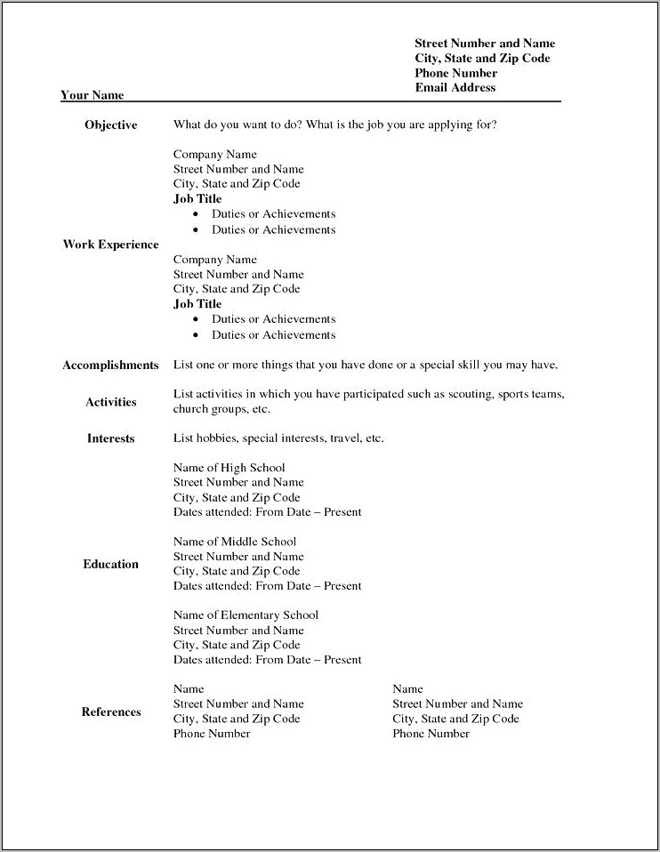 Completed Job Resumes To Print As Examples