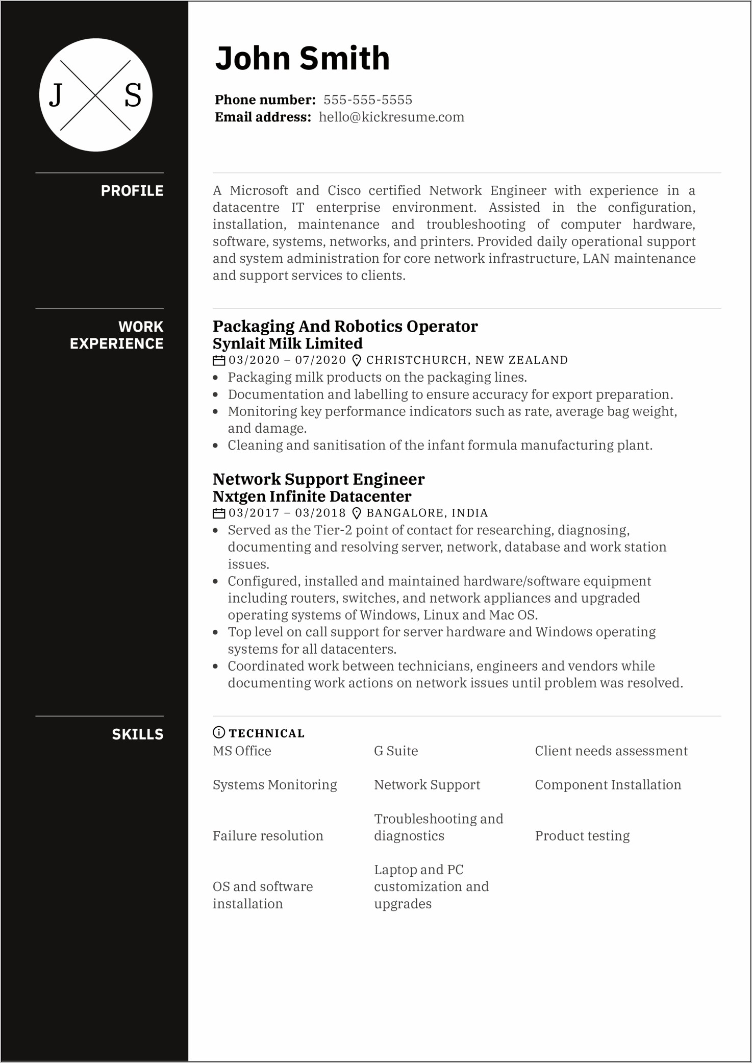 Computer Hardware And Networking Experience Resume Format