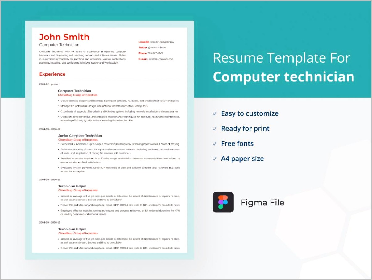 Computer Network Technician Resume Sample