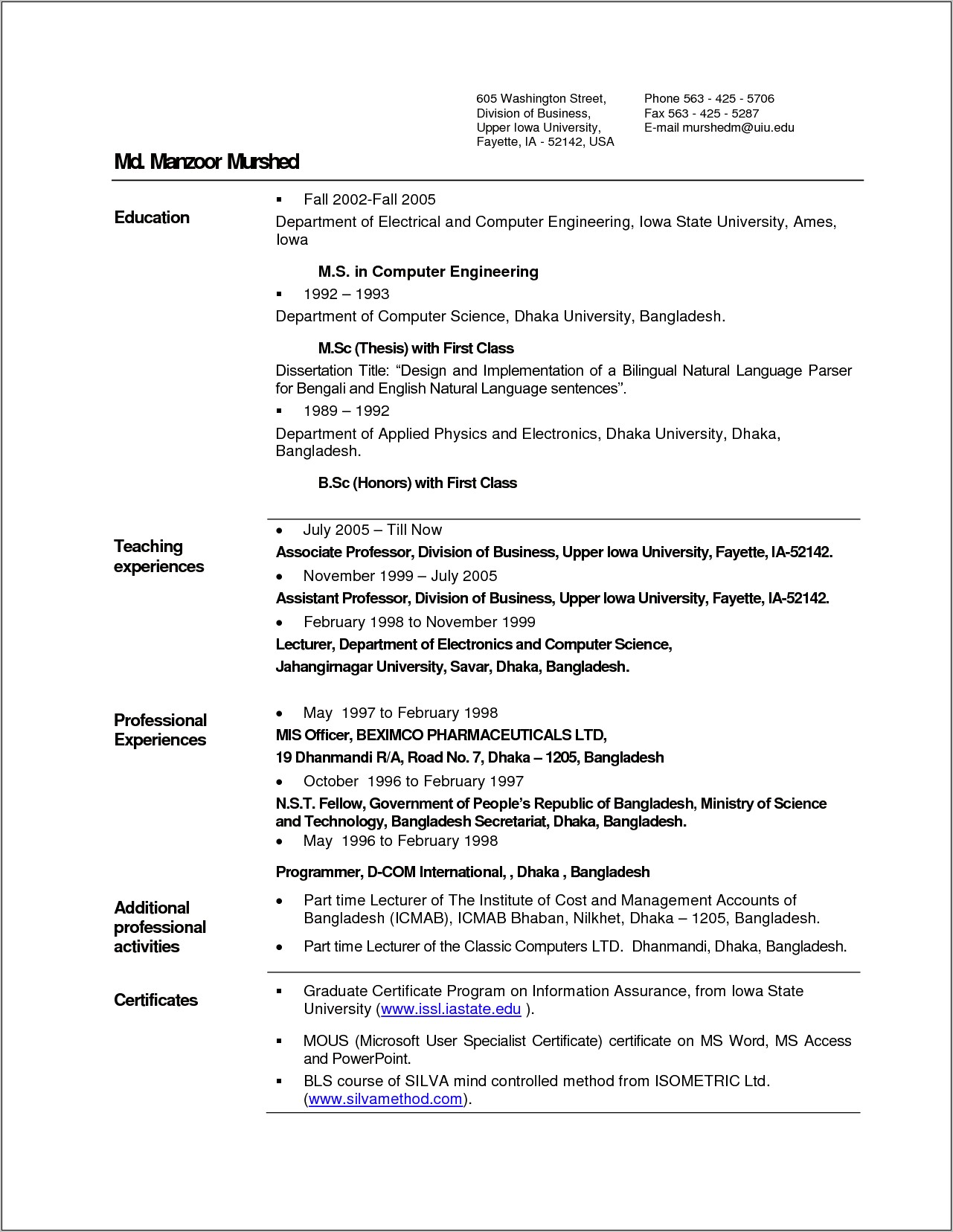 Computer Science Engineering Freshers Resume Template