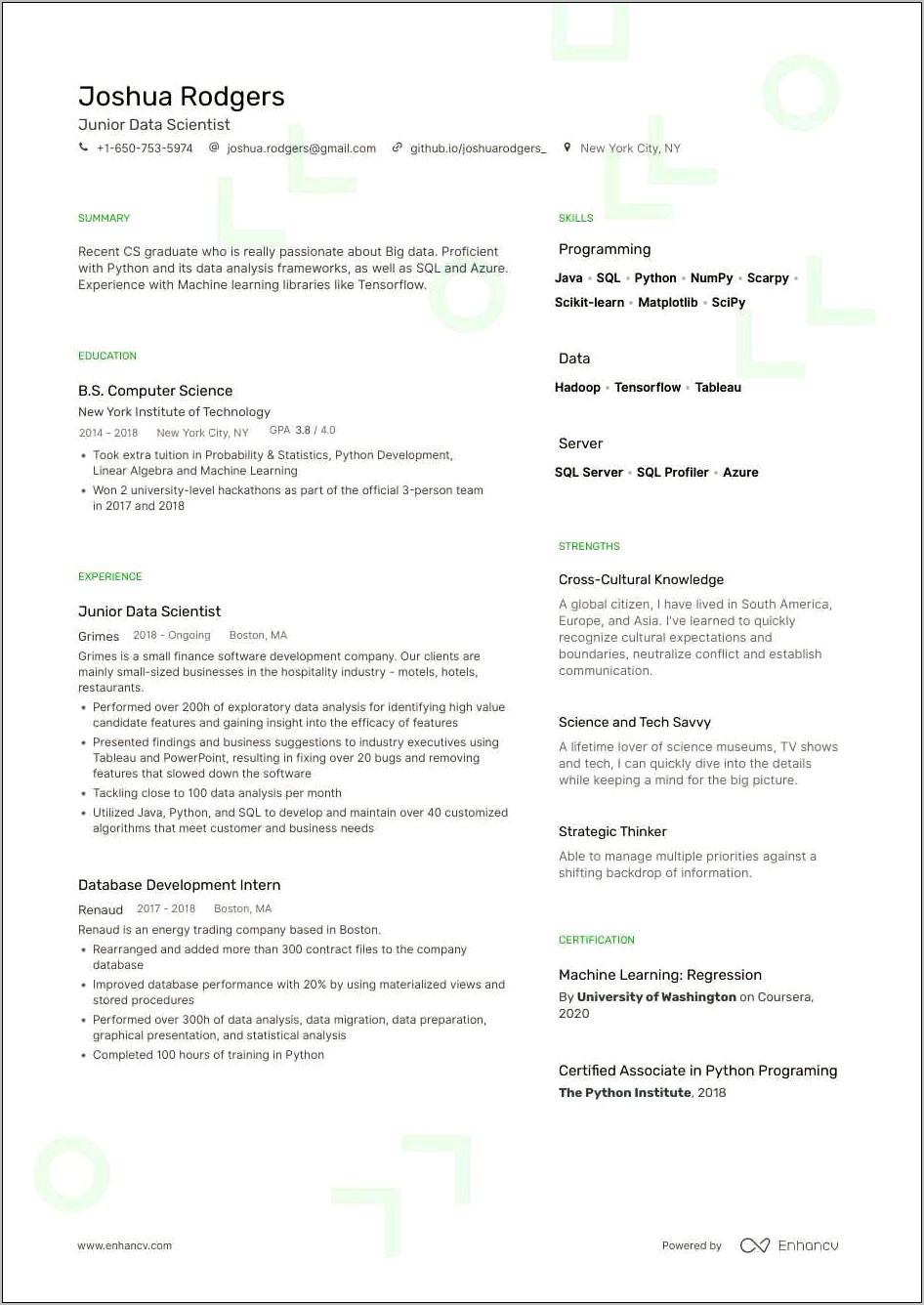 Computer Science Engineering Resume Examples Templates