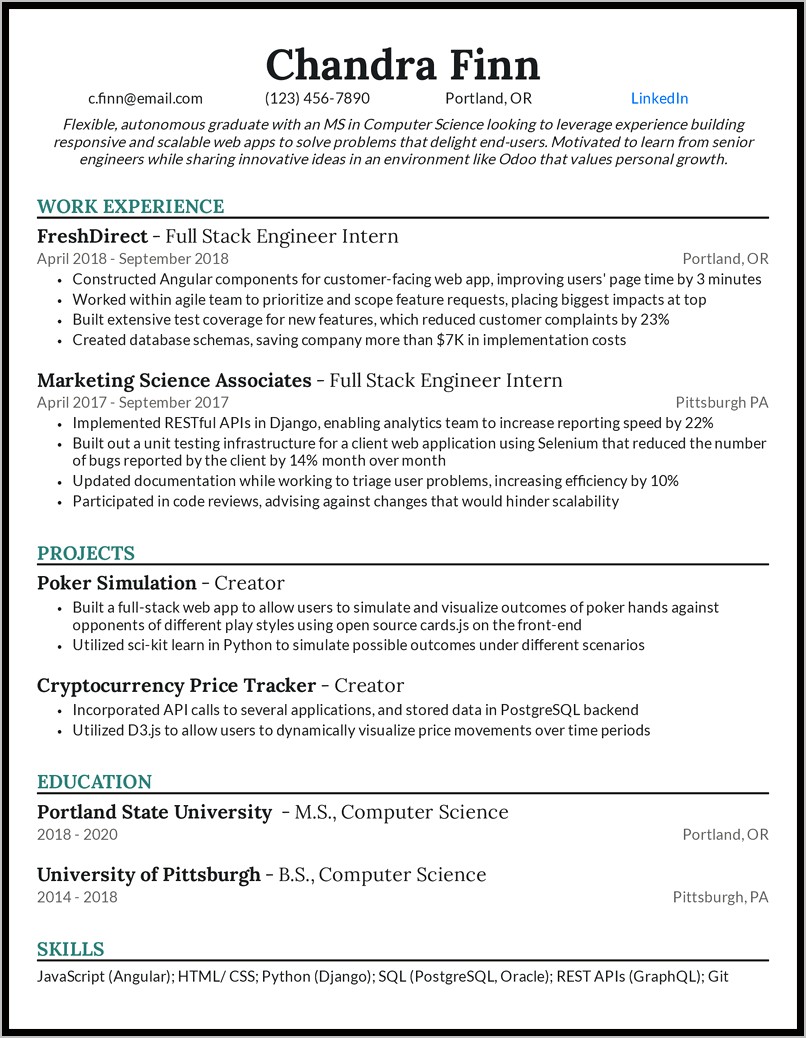 Computer Science Projects To Put On Resume