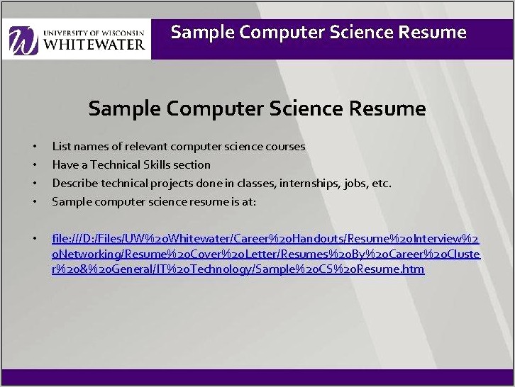 Computer Science Skills Section Resume
