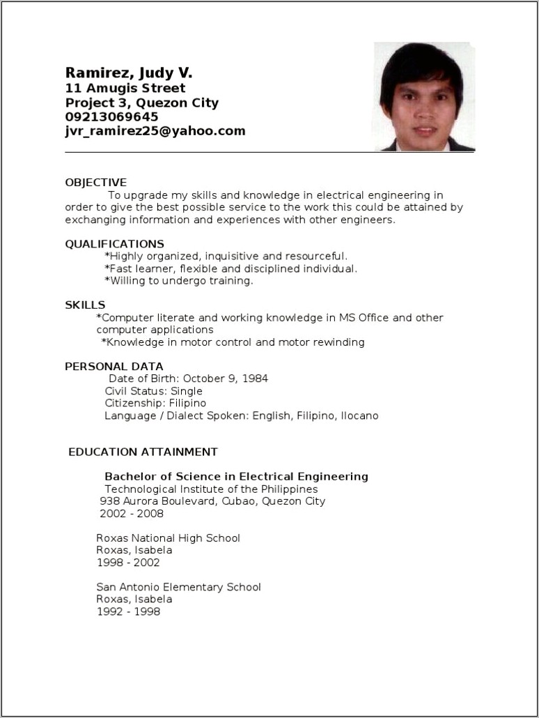 Computer Skills Electrical Engineering For Resume