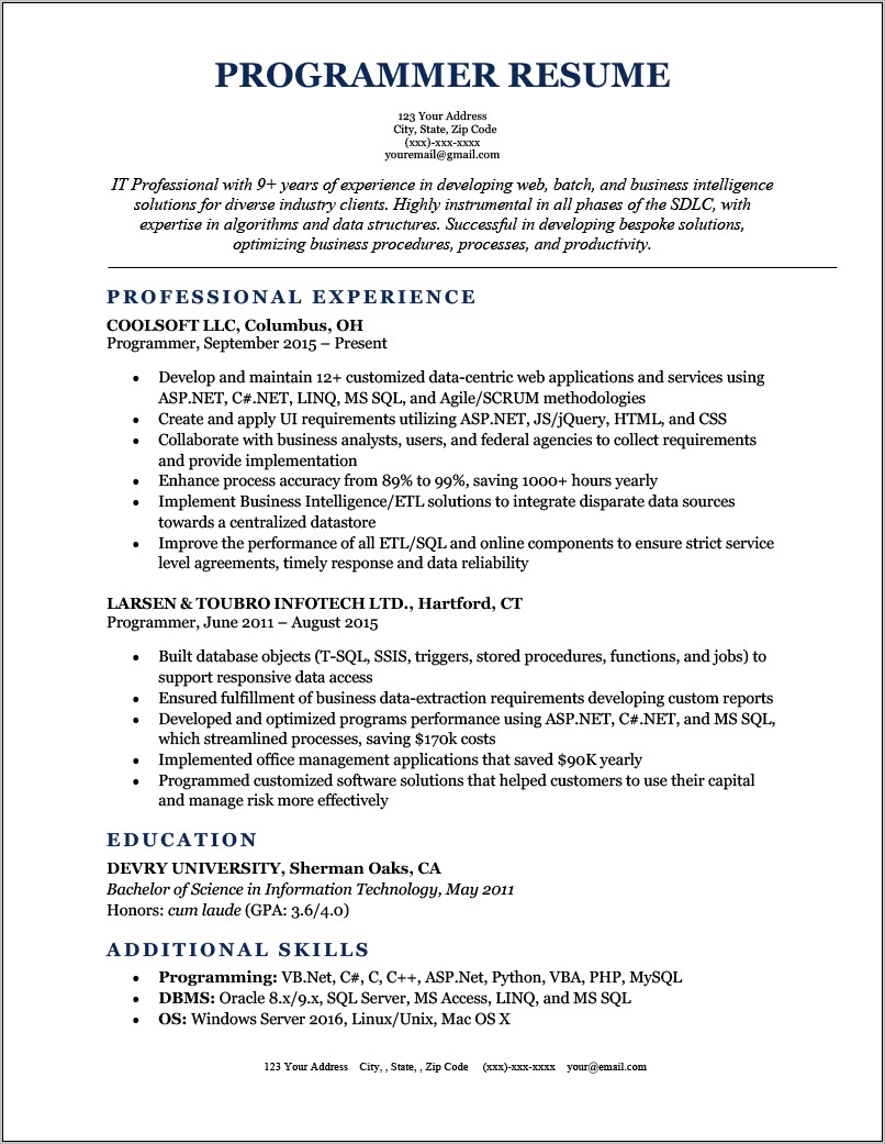 Computer Skills Section Of Resume Examples