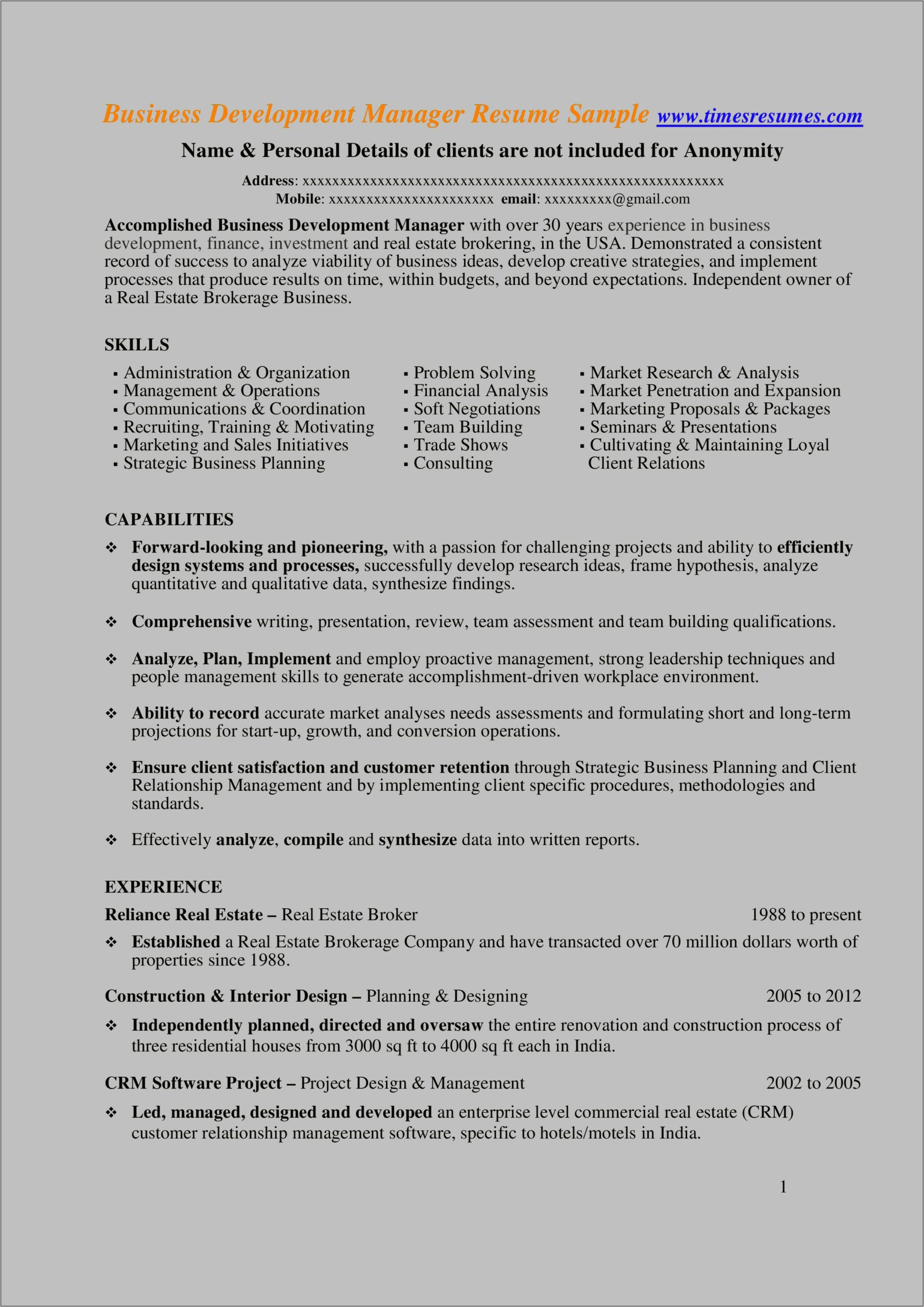 Computer Software Project Manager Resume