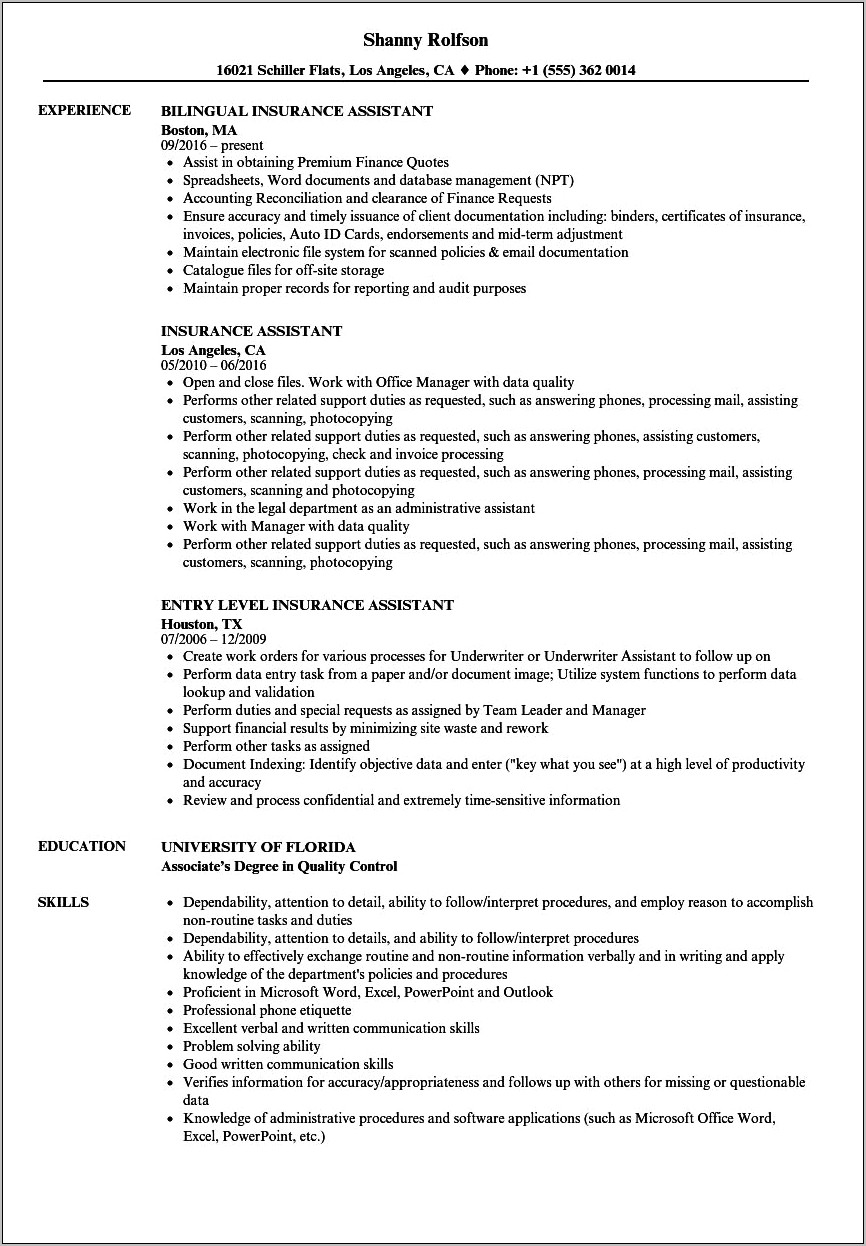 Connection Point Licensed Insurance Agent Job Description Resume