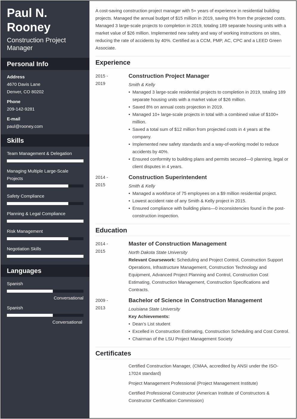 Construction Assistant Project Manager Job Description Resume