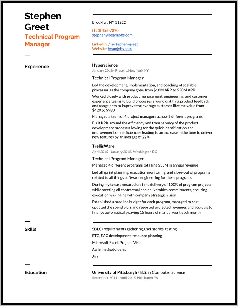 Construction Manager Resume Sample Doc