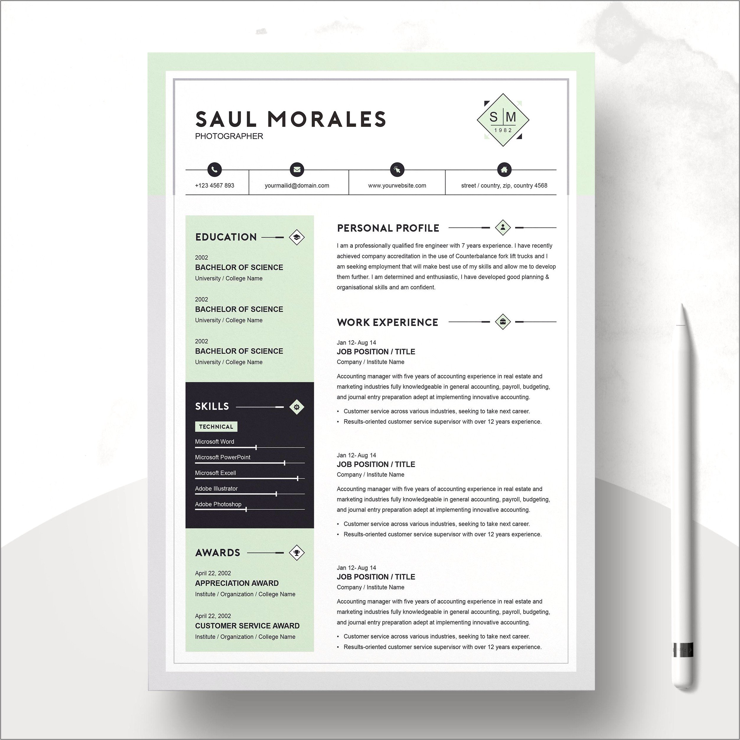 Construction Psd Resume Format Download Free