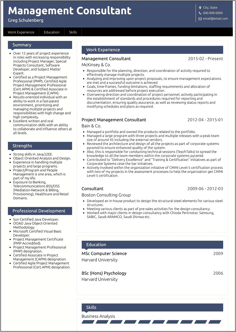 Consultant Skills Section Of Resume