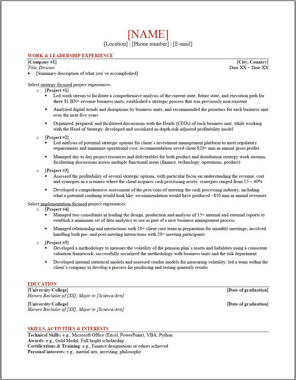 Consulting Cover Letter And Resume Review Service