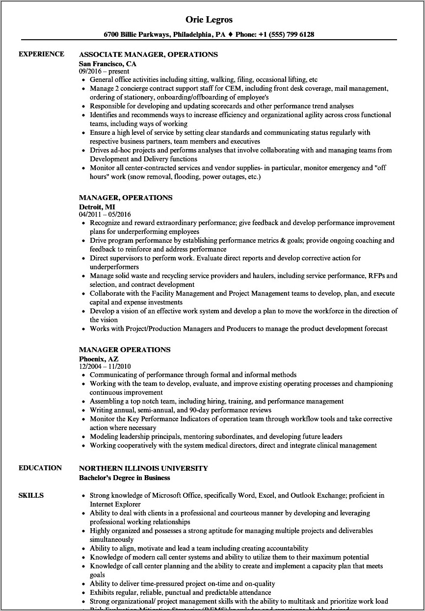 Controller And Operations Manager Resume Samples