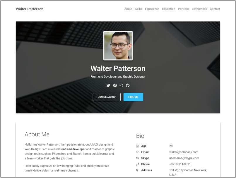 Cool Templates For Html Elements Resume Website