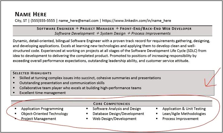 Core Competencies On Resume Examples