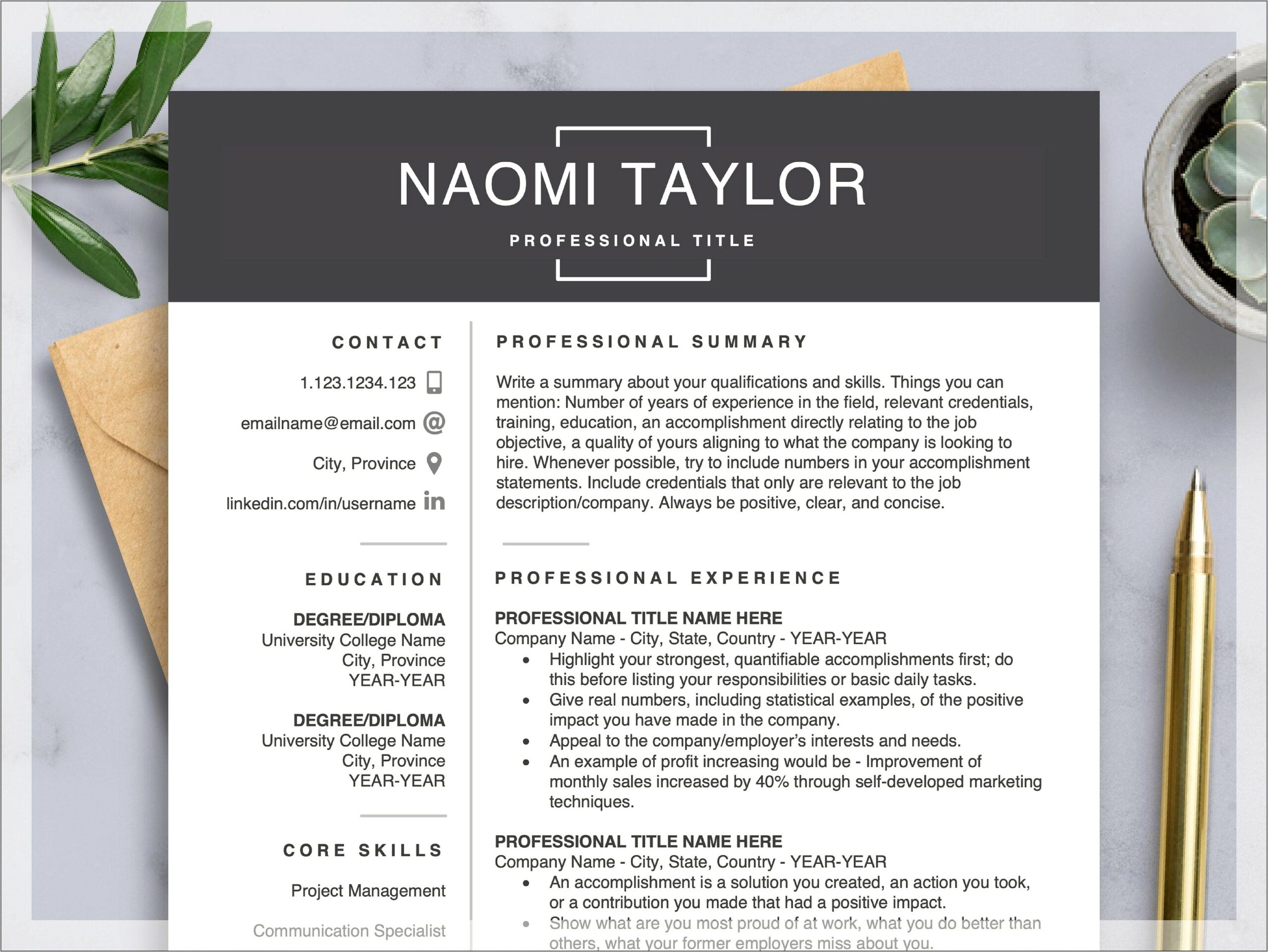 Core Functional Resume Template For Word Free