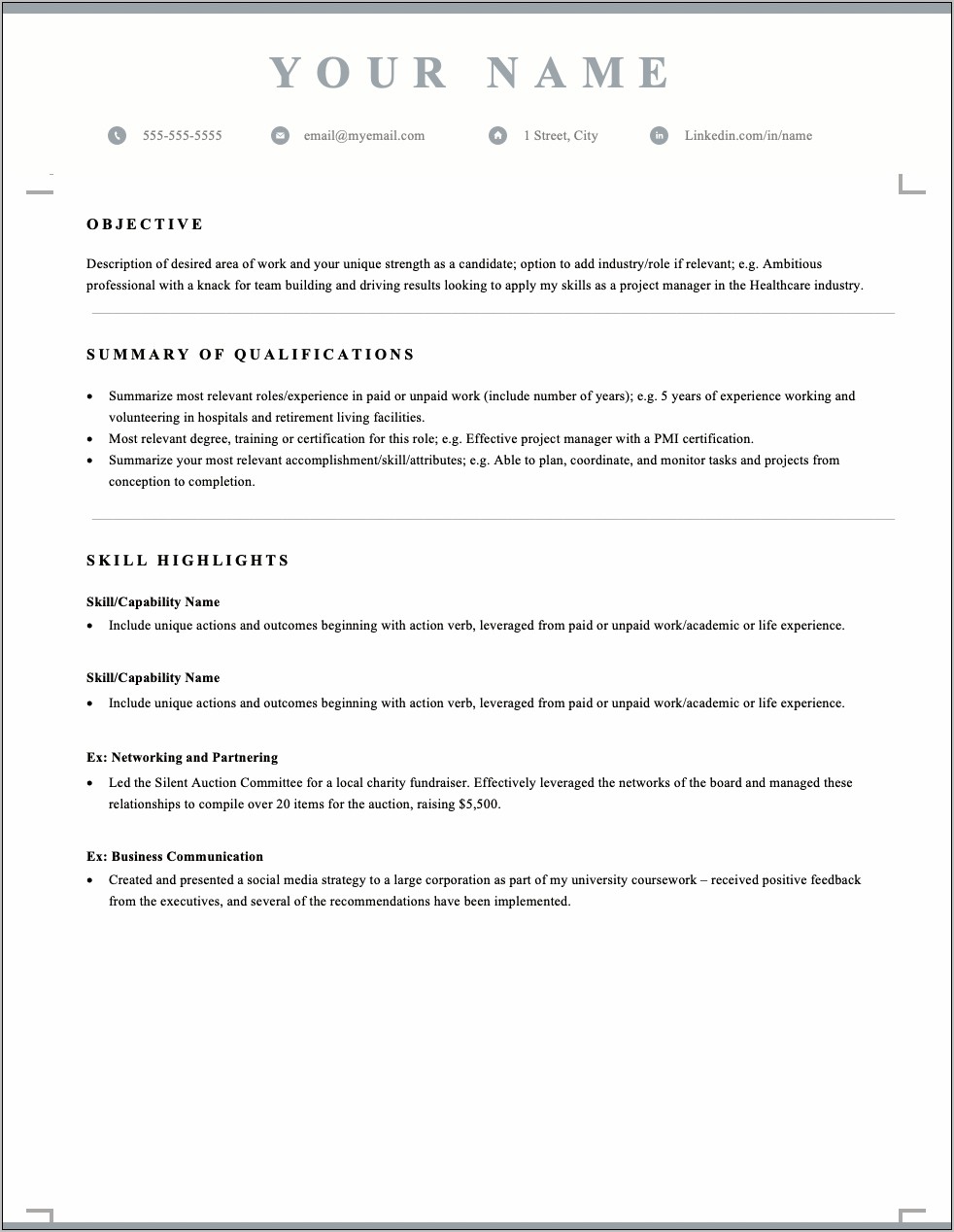Core Functional Resume Template For Word