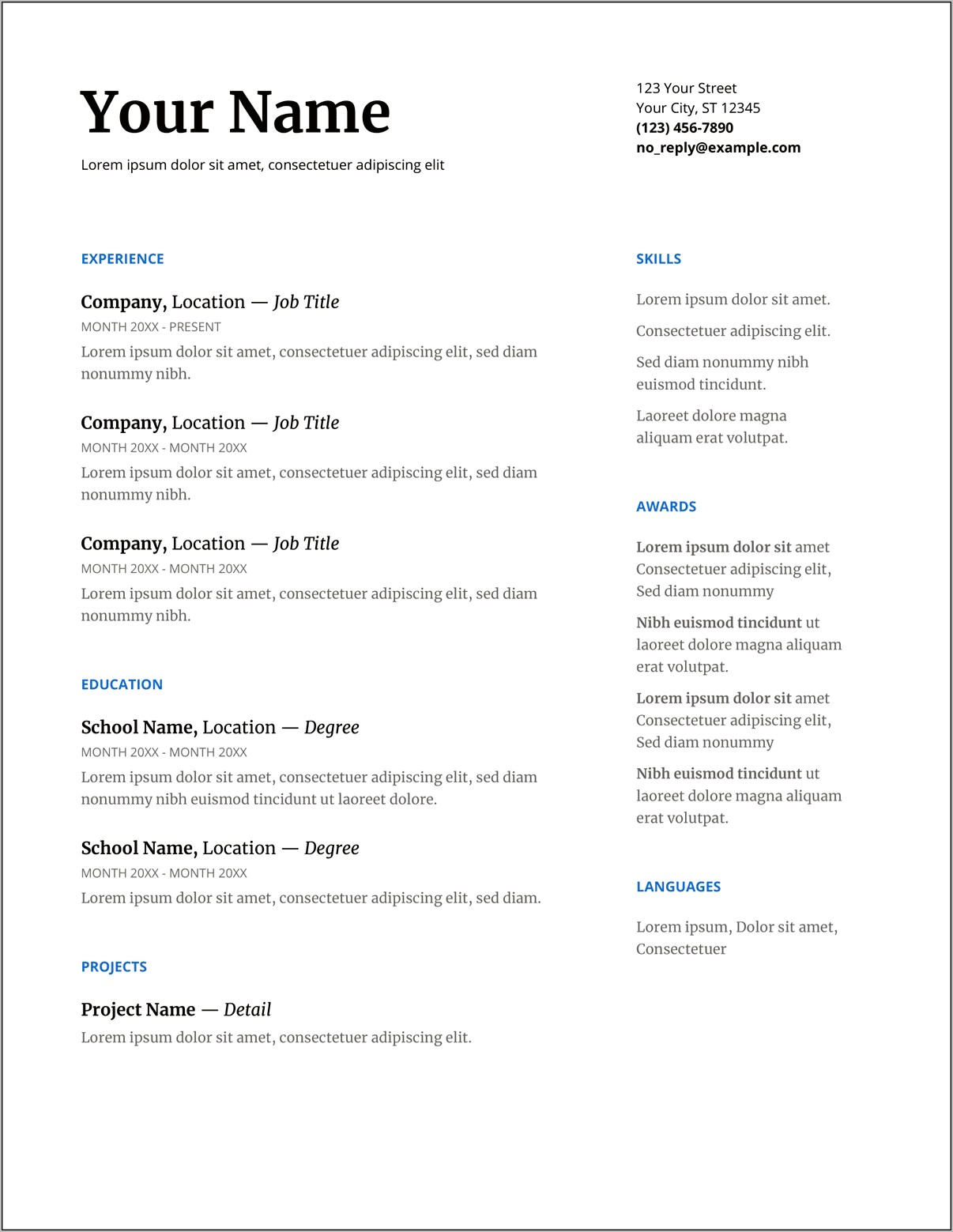 Core Functional Resume Template Google Docs