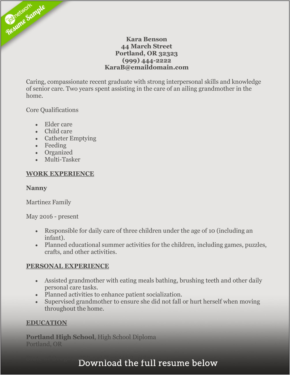 Core Qualifications For Child Care Worker Resume