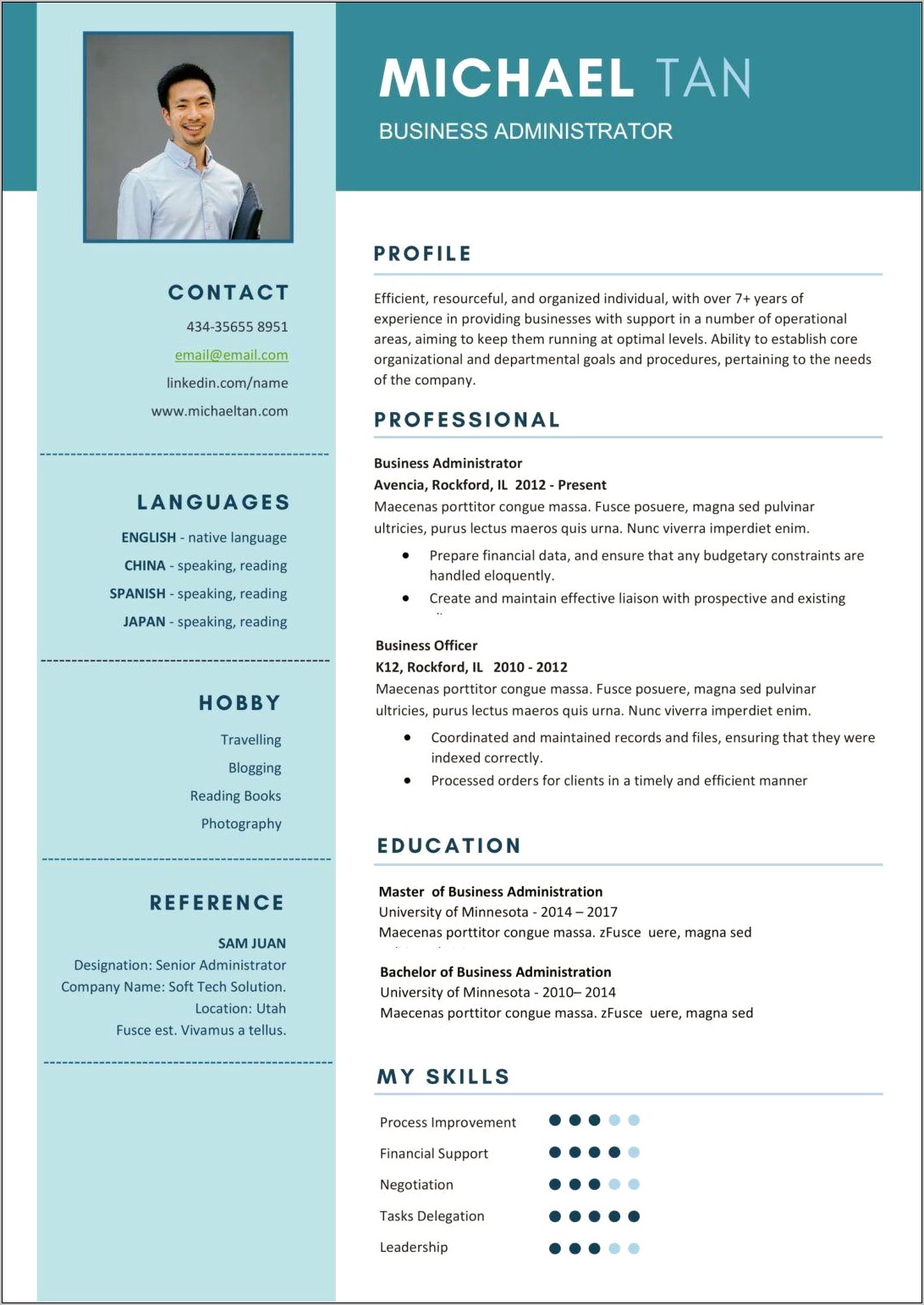 Corporate Resume Template Free Download