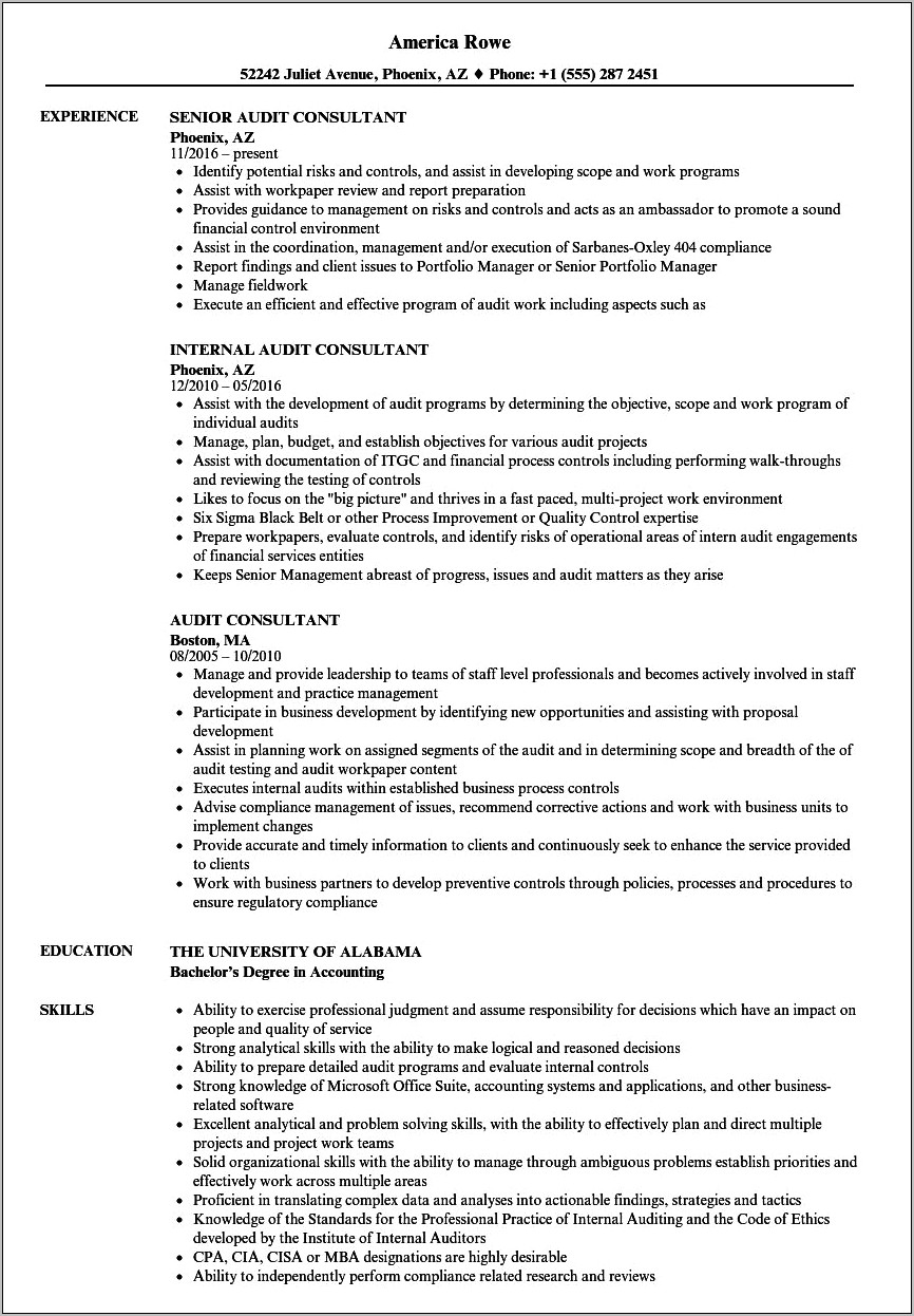 Counseling Psychology Insraqnce Auditor Resume Sample