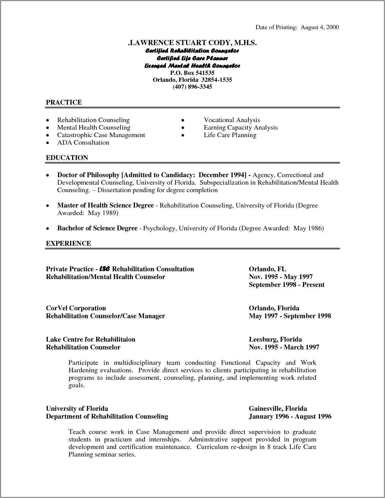 Counseling Skills To List On Resume