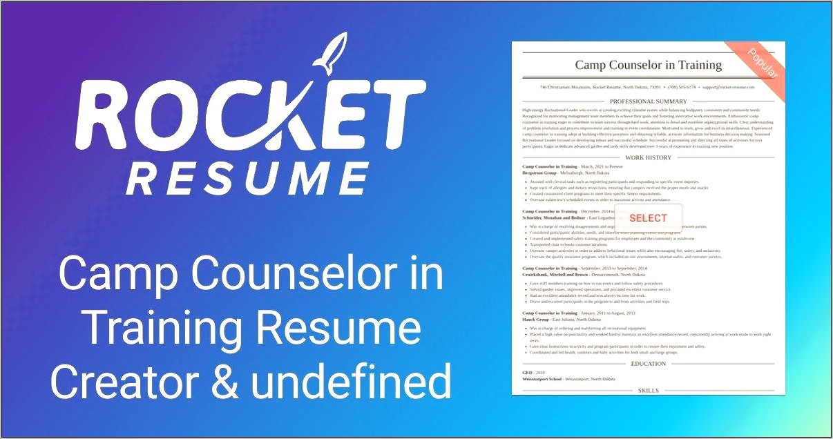 Counselor In Training Sample Resume