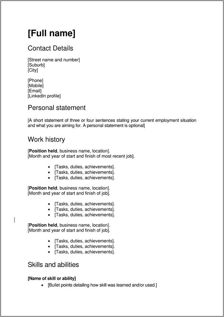 Cover Letter And Chronological Resume Template