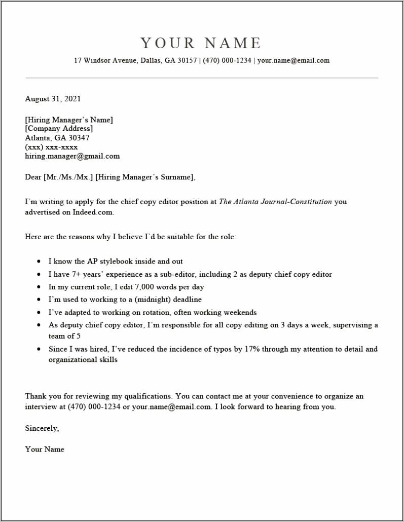 Cover Letter And Resume Examples Pdf