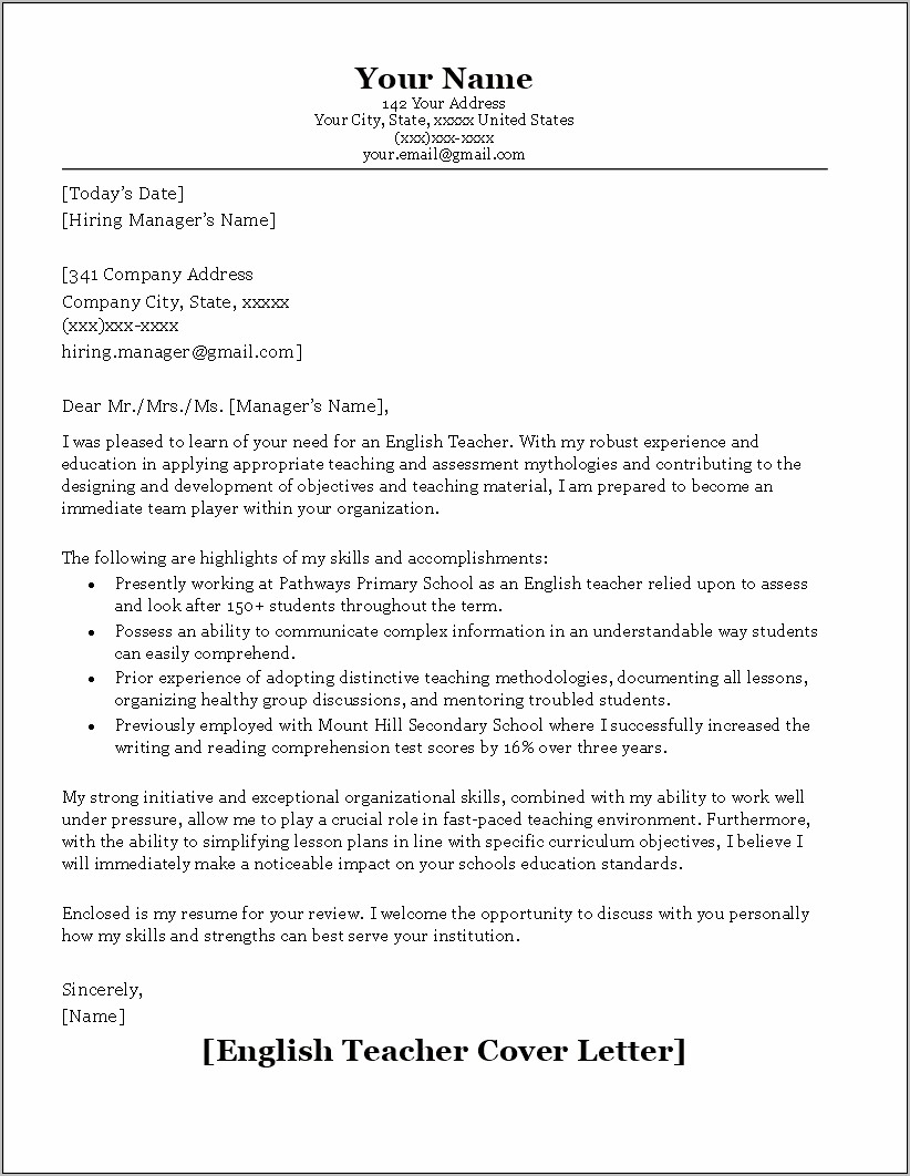 Cover Letter And Resume Lesson Plans