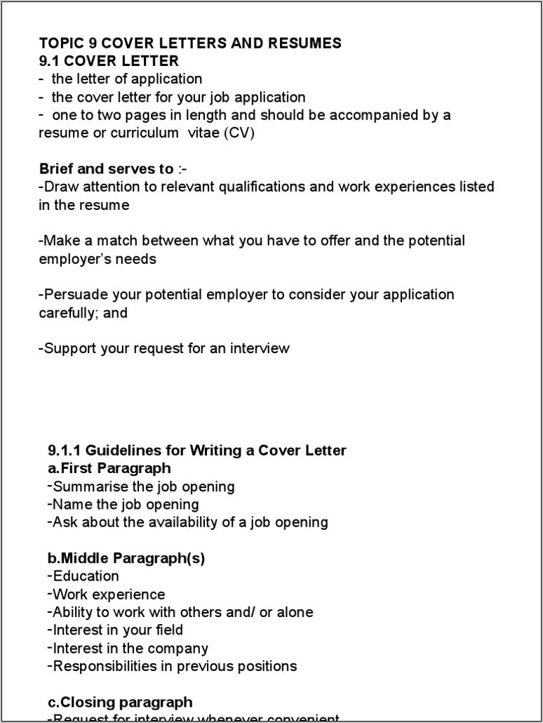 Cover Letter And Resume Together Interview