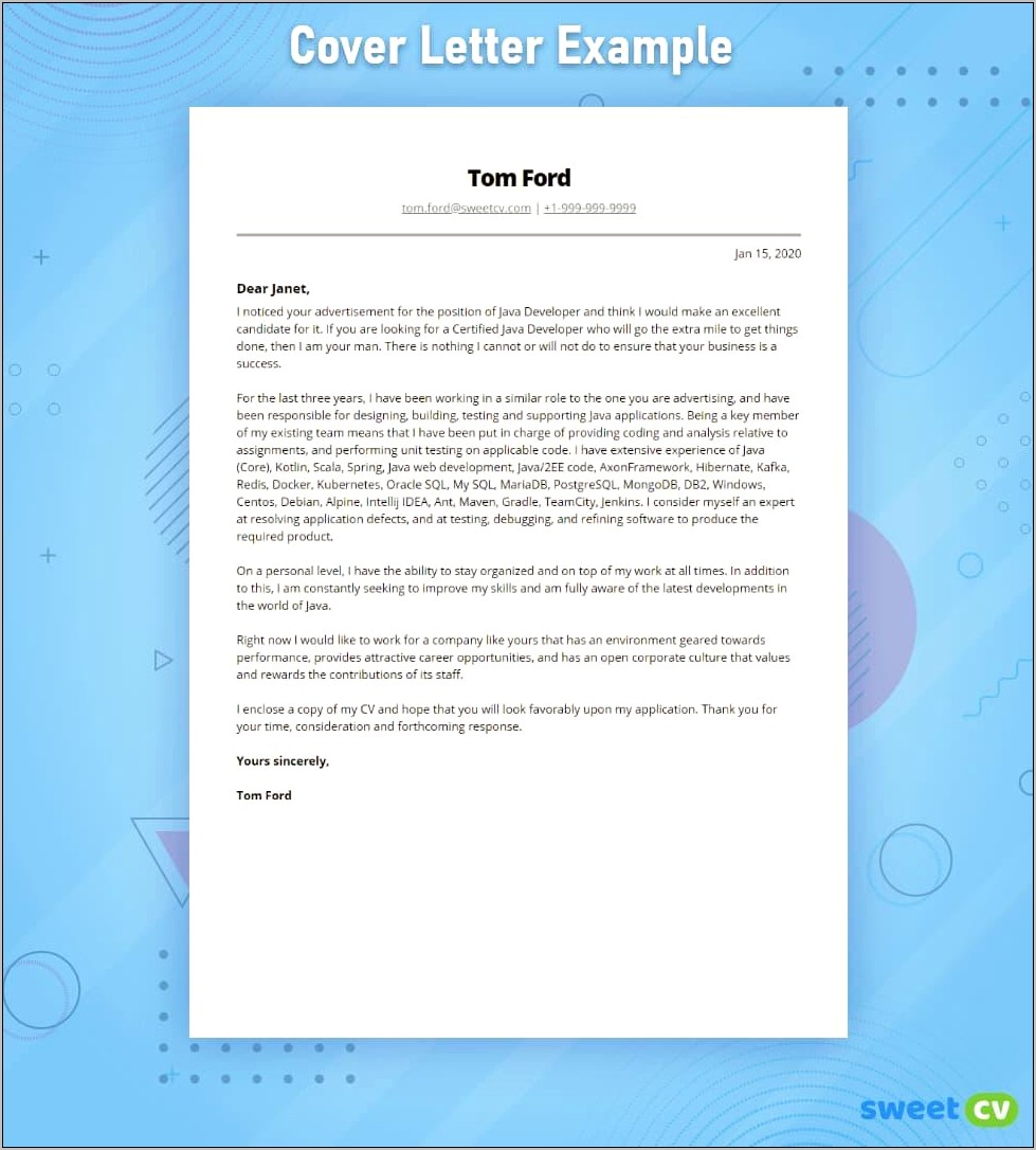 Cover Letter Combined Top Of Resume