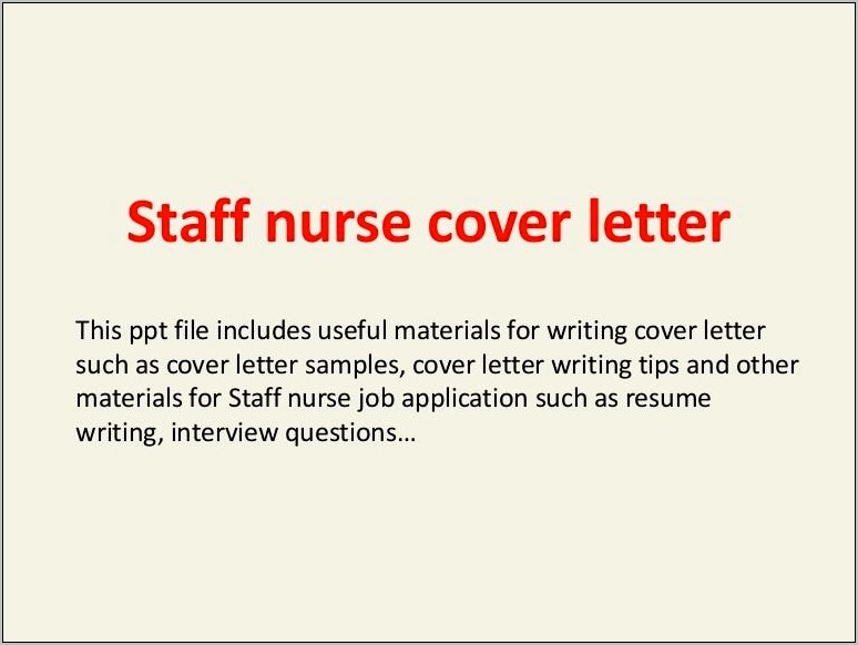 Cover Letter Example For Nursing Job Resume