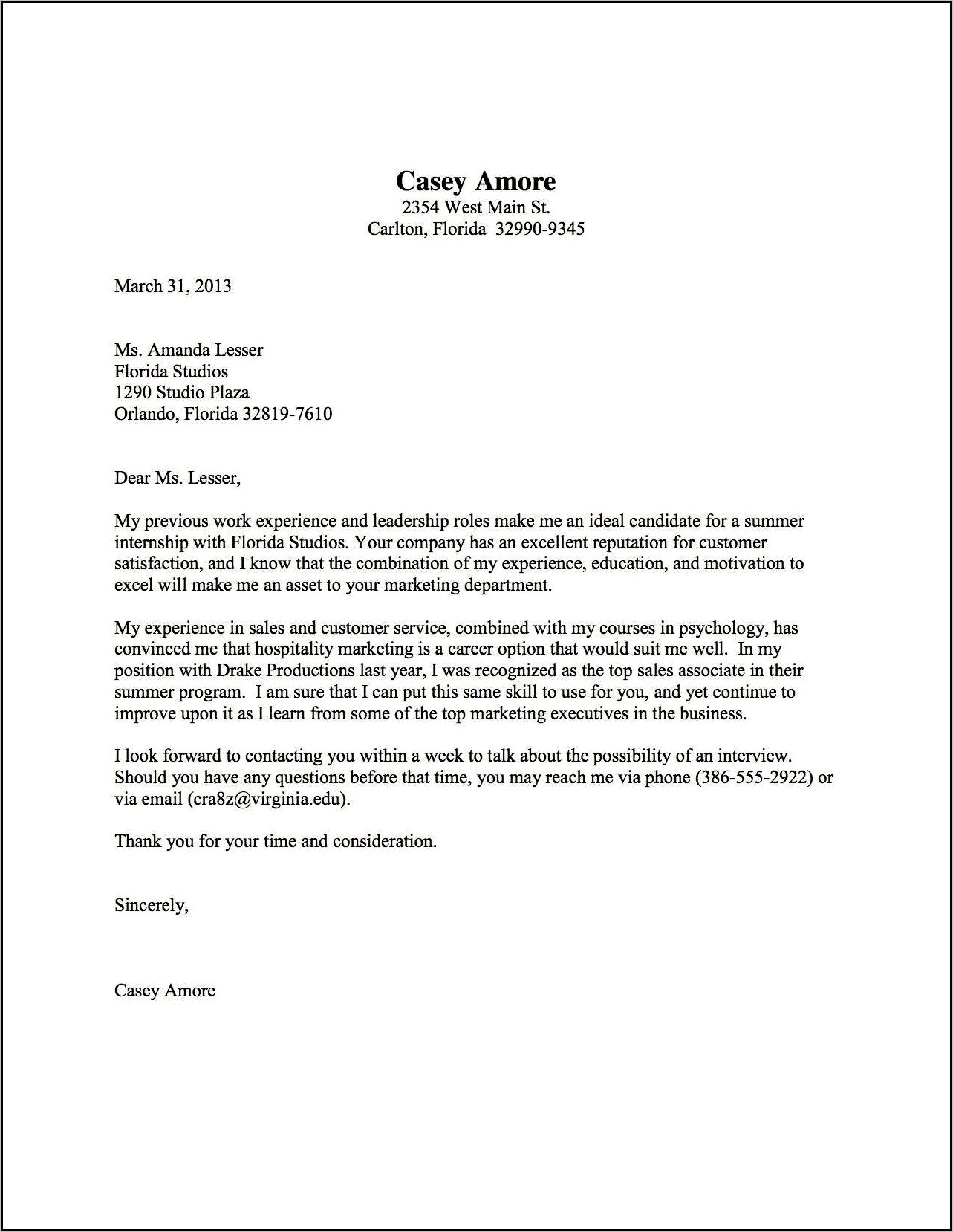 Cover Letter Examples For Resume Pdf