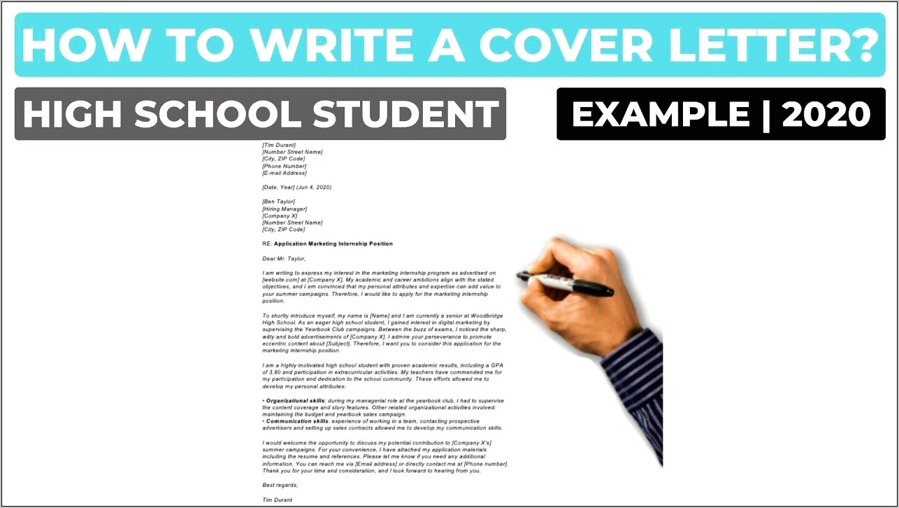 Cover Letter Examples For Resume Teenager