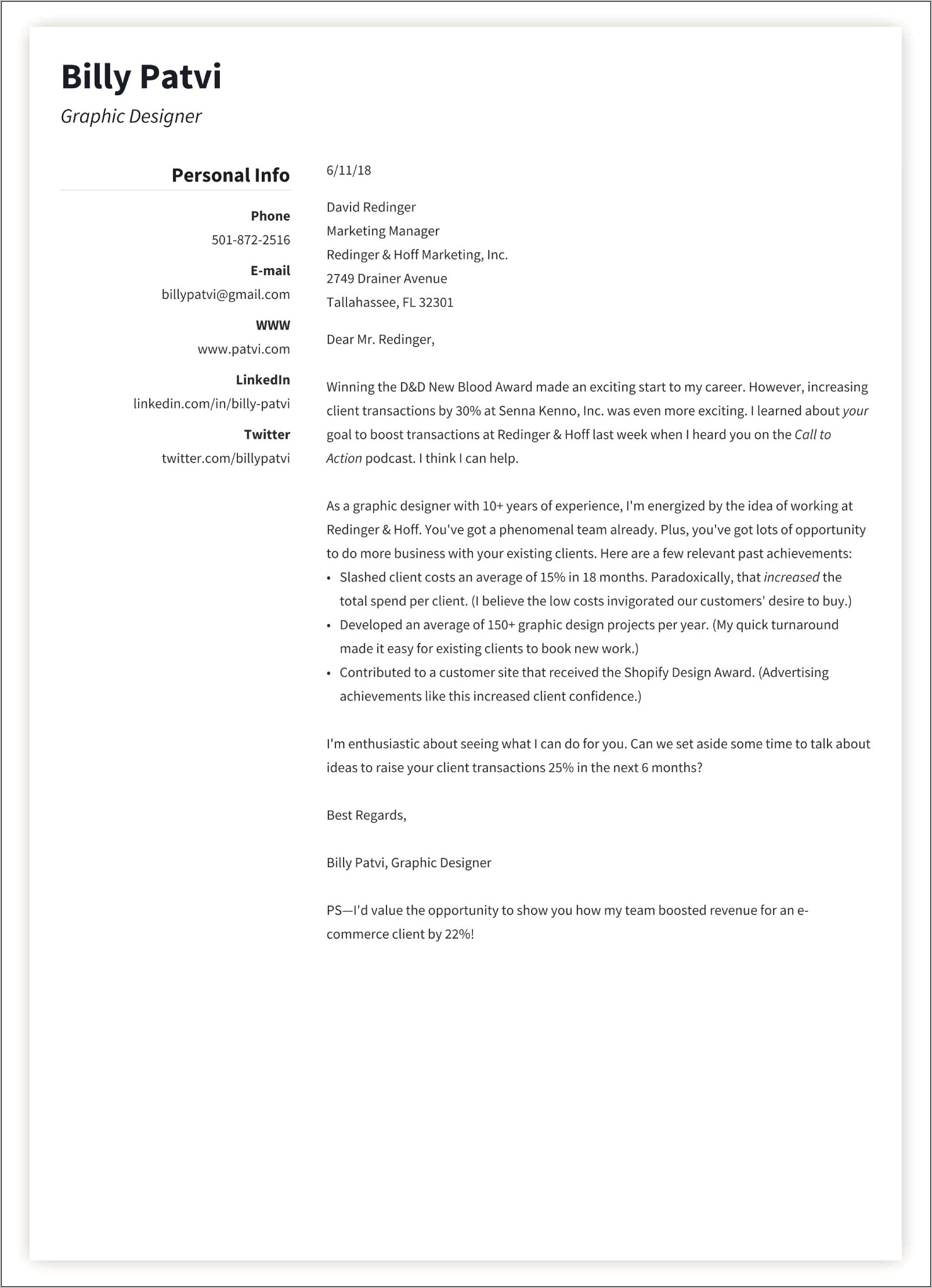 Cover Letter For Job Application And Resume