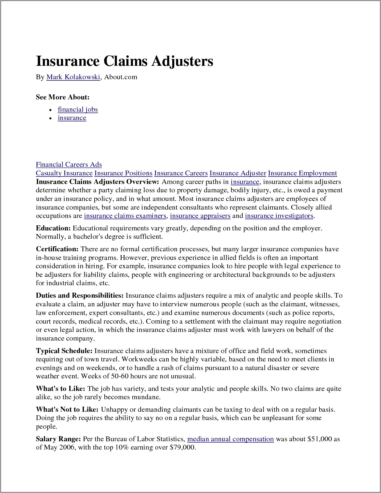 Cover Letter For Property Damage Adjuster Resume