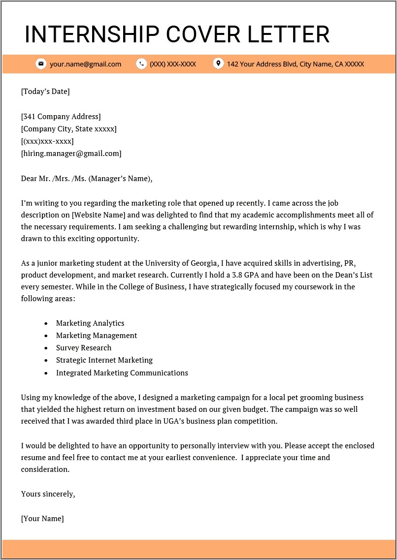 Cover Letter For Resume For College